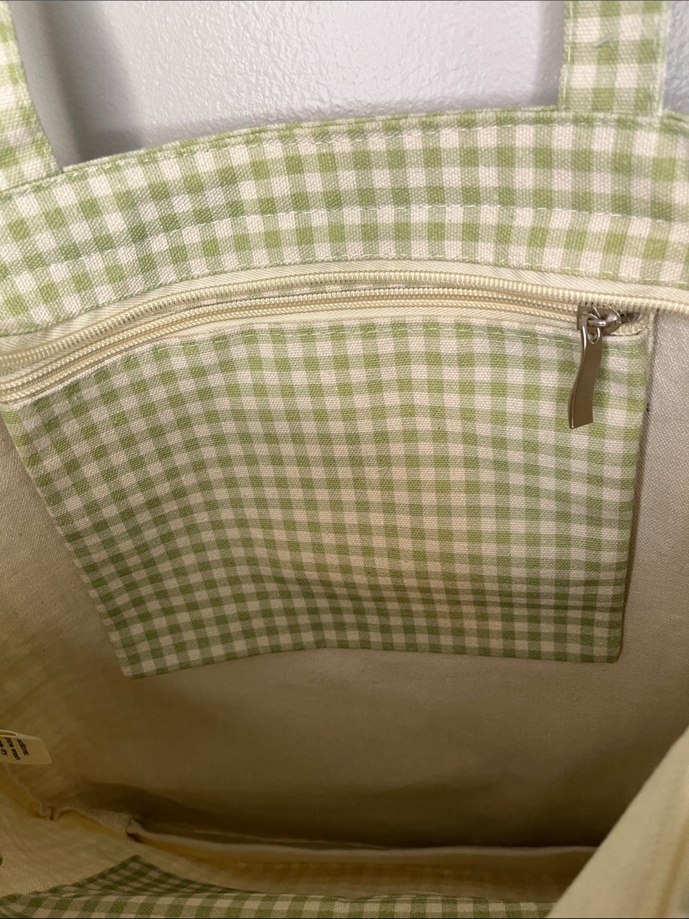 NWT Sun Freckled Studio Green Gingham Checkered Bag - Picture 9 of 13